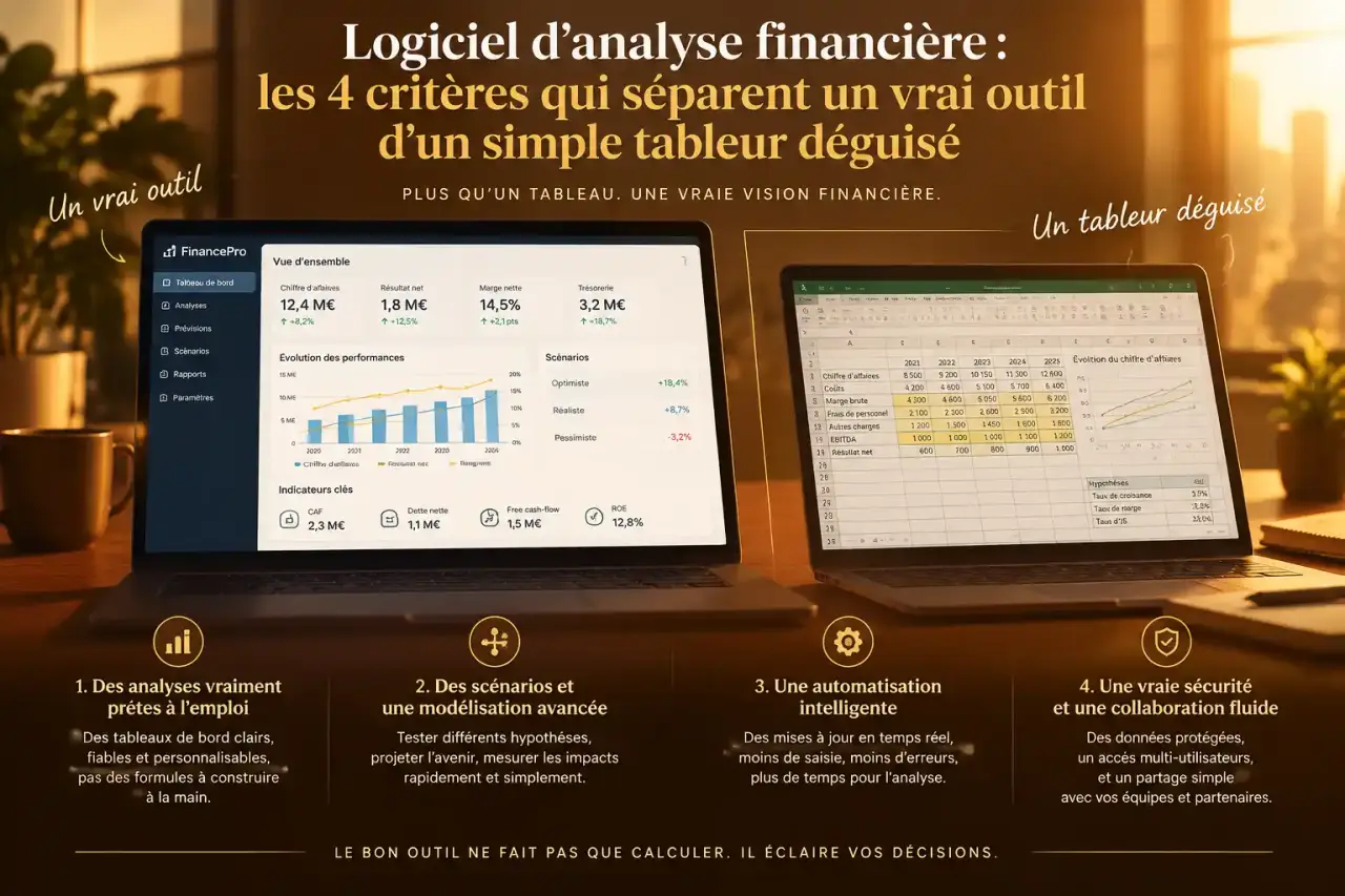 Logiciel d'analyse financière : les 4 critères qui séparent un vrai outil d'un simple tableur déguisé