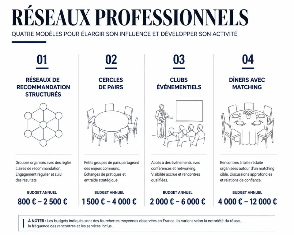 Comparatif des formats de réseaux de recommandation d'affaires et de leur coût annuel