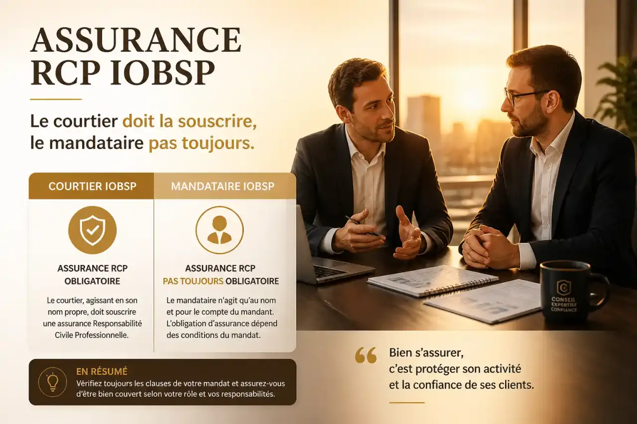 Assurance RCP IOBSP : le courtier doit la souscrire, le mandataire pas toujours
