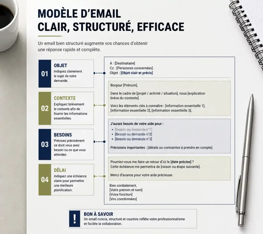Modèle structuré pour un mail demande de devis professionnel