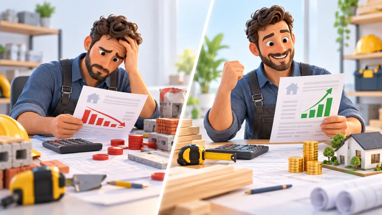Analyse comparative d'un devis sous-margé avant et après correction de la rentabilité