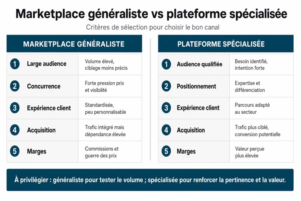 Comparaison entre marketplace généraliste et plateforme de mise en relation spécialisée