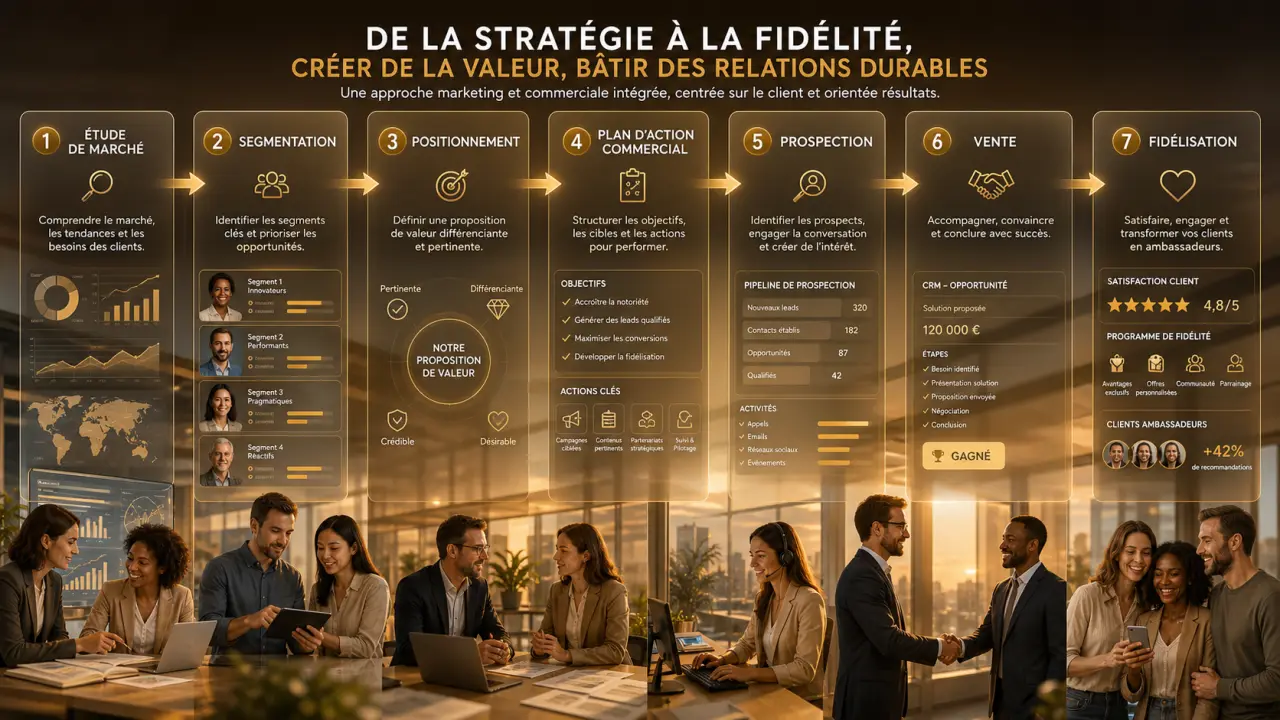 Marketing commercial : de l’étude de marché à la fidélisation, sans brouiller les rôles