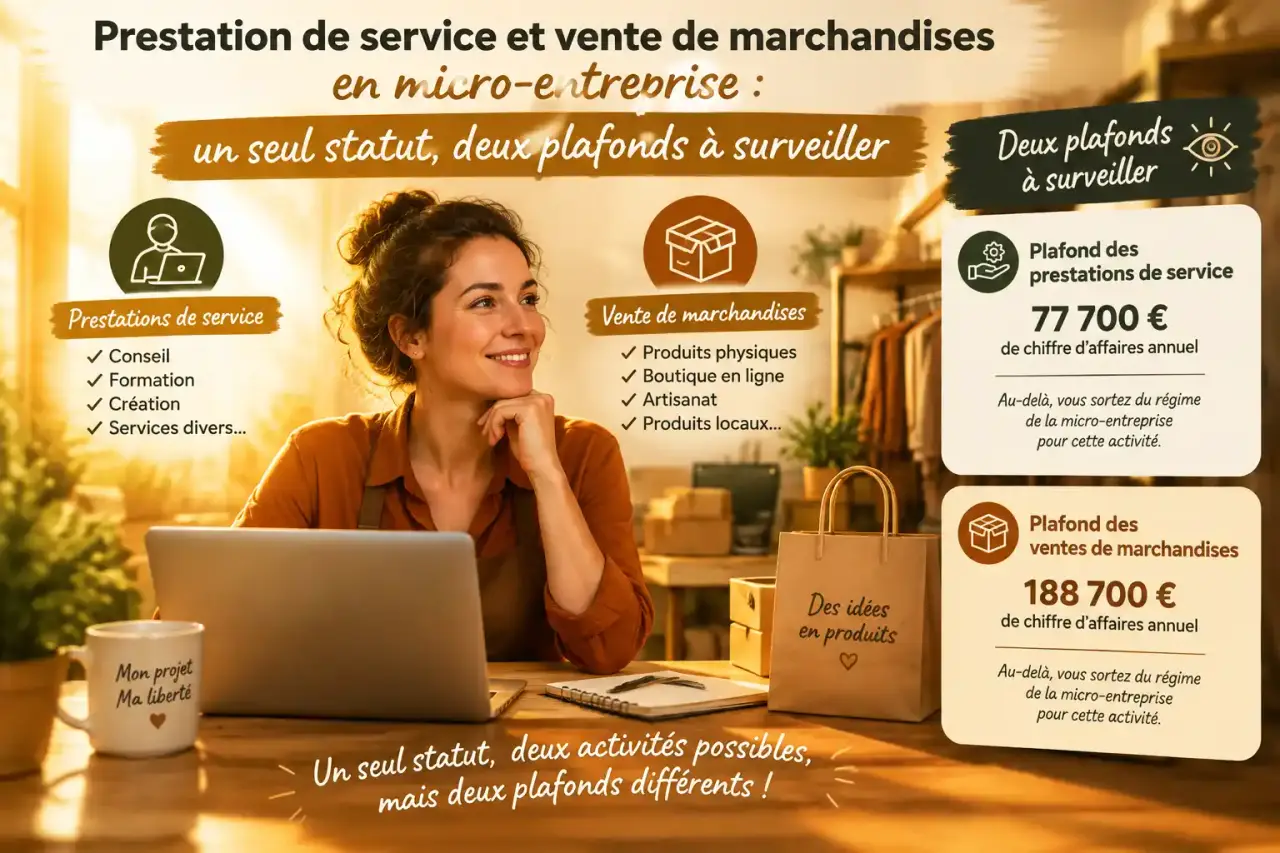 Prestation de service et vente de marchandises en micro-entreprise : un seul statut, deux plafonds à surveiller