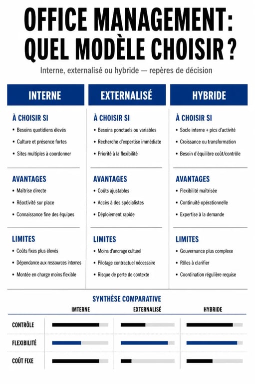 Office and office management : comparaison entre office management interne, externalisé et hybride
