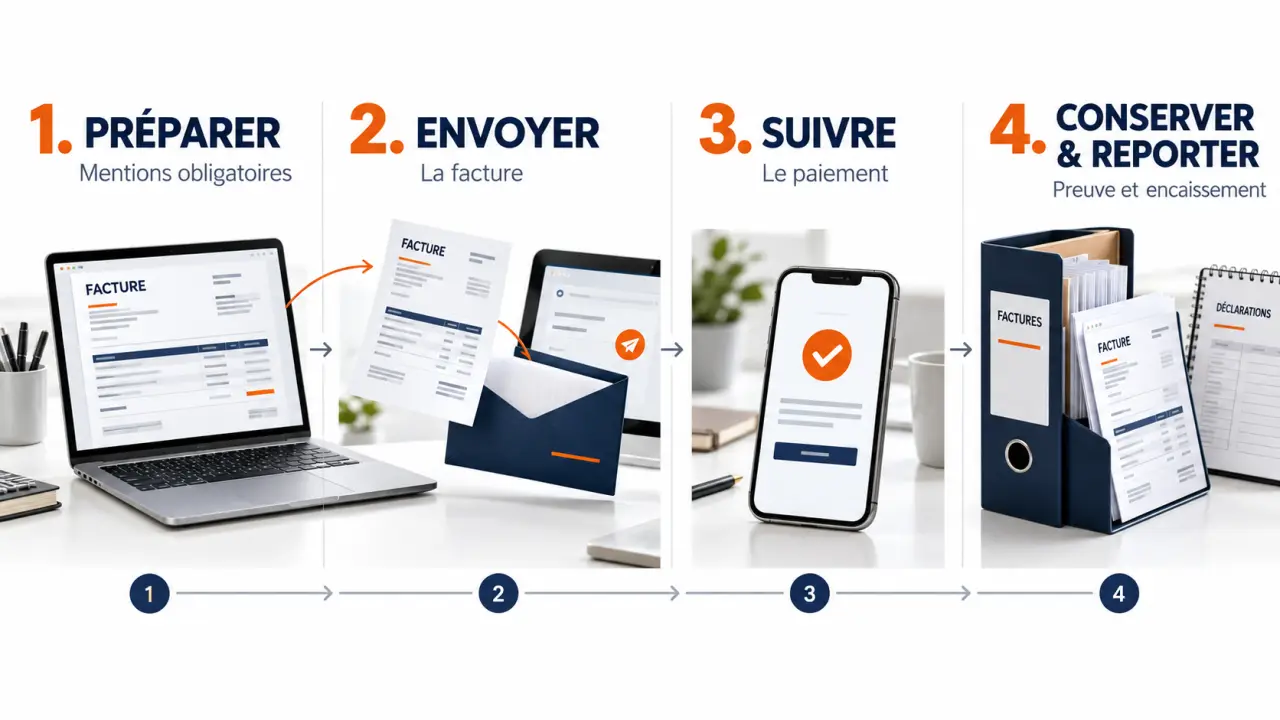 Autoentrepreneur comment facturer : étapes de création, envoi, paiement et conservation d’une facture