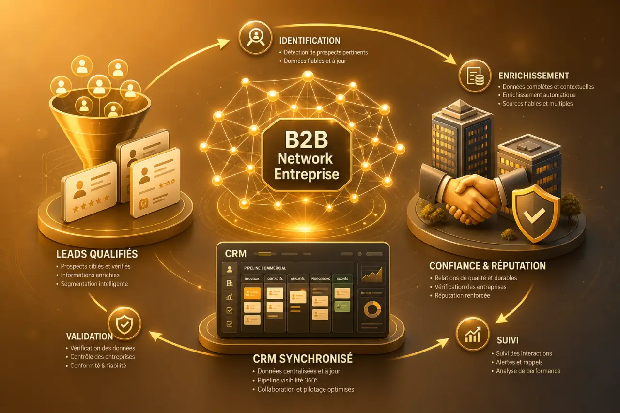 Comment un b2b-network-entreprise relie leads, CRM et confiance entre entreprises ?