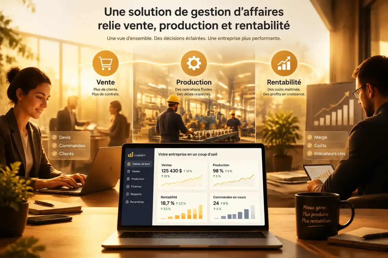 Une solution de gestion d’affaires relie vente, production et rentabilité