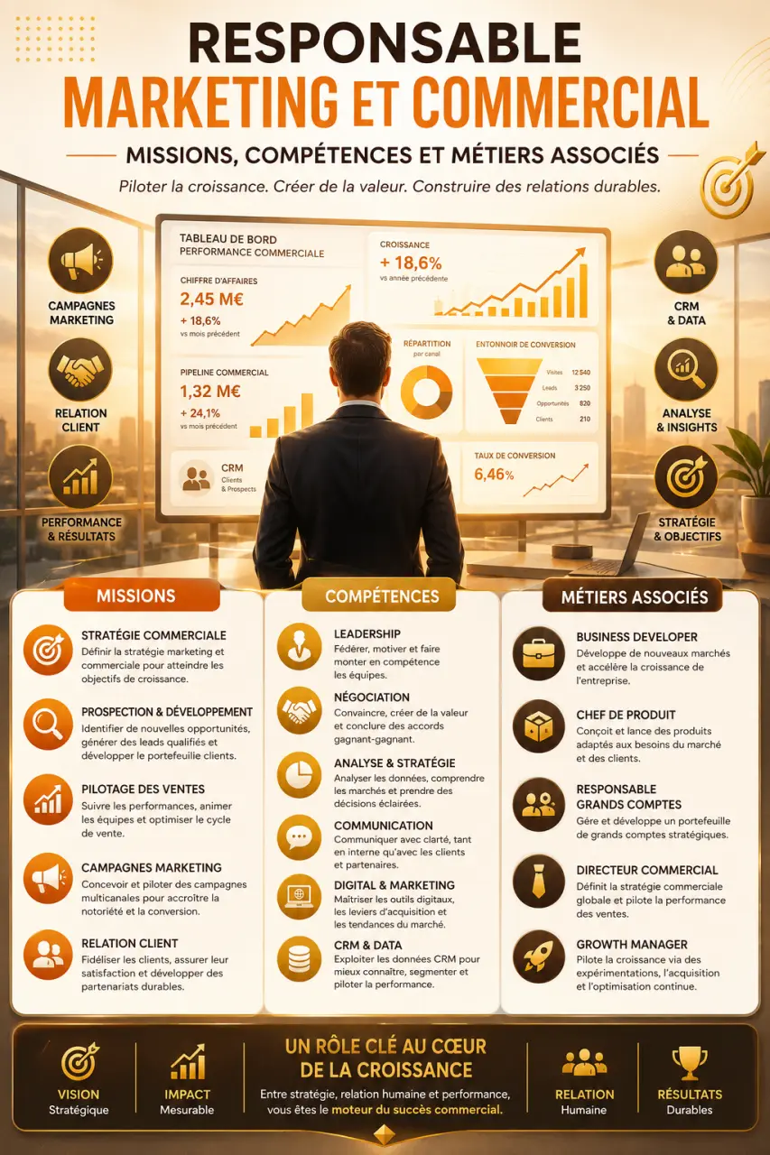 Responsable marketing et commercial : missions, compétences et métiers associés